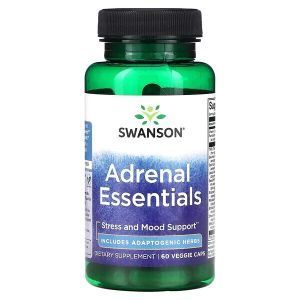 Поддержка надпочечников, Adrenal Essentials, Swanson, 60 растительных капсул 