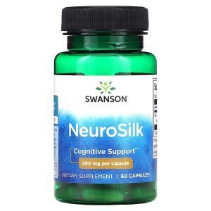 Формула для повышения умственной способности, NeuroSilk, Swanson, 200 мг, 60 капсул