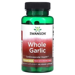 Чеснок, Whole Garlic, Swanson, цельный, 700 мг, 60 растительных капсул