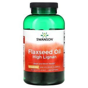 Льняное масло с высоким содержанием лигнана, Flaxseed Oil, Swanson, 980 мг, 200 мягких таблеток 