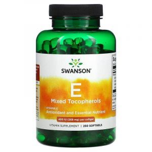 Витамин Е, Vitamin E, Swanson, смешанные токоферолы, 400 МЕ, 250 гелевых капсул