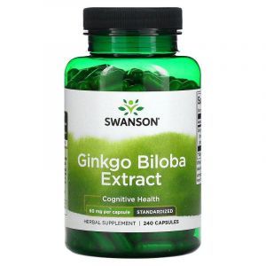 Гинкго Билоба, Ginkgo Biloba Extract, Swanson, 60 мг, стандартизированный экстракт, 240 капсул  
