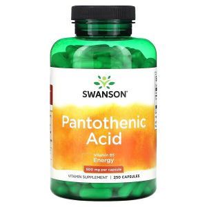 Пантотеновая кислота, Pantothenic Acid, Swanson, 500 мг, 250 капсул