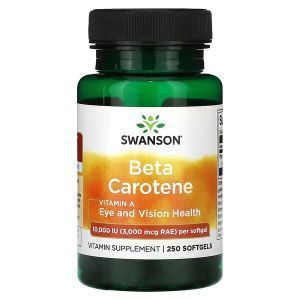 Бета-каротин, Beta Carotene, Swanson, 10000 МЕ, 250 мягких таблеток