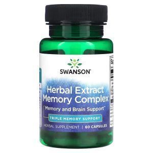 Комплекс для памяти и мозга, Herbal Extract Memory Complex, Swanson, с экстрактом трав, 60 капсул