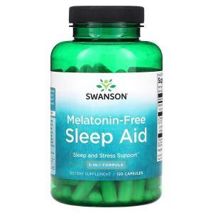 Снотворного формула 3-в-1, Melatonin-Free Sleep Aid, Swanson, без мелатонина, 120 капсул