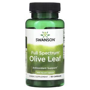 Листья оливкового дерева, Full Spectrum Olive Leaf, Swanson, полного спектра, 400 мг, 60 капсул