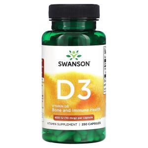 Витамин D3, Vitamin D3, Swanson, 400 МЕ (10 мкг), 250 капсул