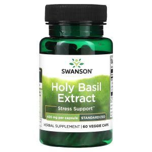 Базилик, Basil Extract, Swanson, экстракт, 400 мг, 60 растительных капсул
