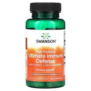 Поддержка иммунитета, Immune Defense, Swanson,  с витамином C, D, цинком и бузиной, 60 капсул