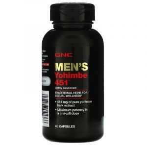 Йохимбе, экстракт коры, Men's Yohimbe, GNC, 451 мг, для мужчин, 60 капсул