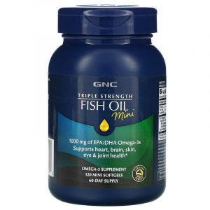 Рыбий жир, Triple Strength Fish Oil, GNC, 1000 мг ДГК / ЭПК, 120 мини гелевых капсул