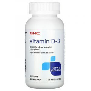 Витамин D-3, Vitamin D-3, GNC, 125 мкг (5000 МЕ), 180 таблеток