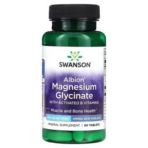 Магний глицинат, Magnesium Glycinate, Swanson, с активированными витаминами группы B, 200 мг, 60 таблеток