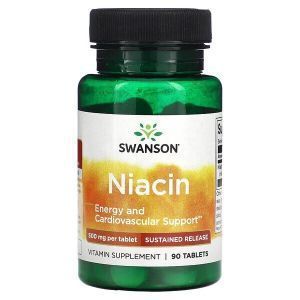 Ниацин, Niacin, Swanson, с замедленным высвобождением, 500 мг, 90 таблеток