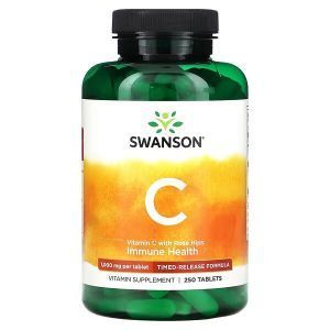 Витамин C, Vitamin C with Rose Hips, Swanson, с шиповником, 1000 мг, 250 таблеток