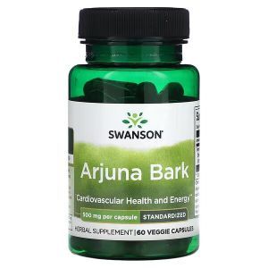 Кора арджуны, Arjuna Bark, Swanson, стандартизированный, 500 мг, 60 растительных капсул