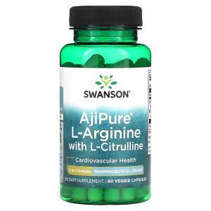 L-аргинин и L-цитруллин, L-Arginine with L-Citrulline, Swanson, 60 растительных капсул