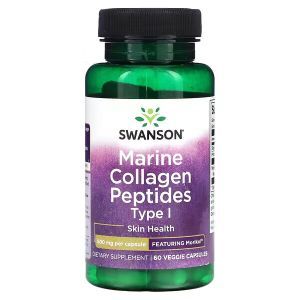 Пептиды морского коллагена, Marine Collagen Peptides, Swanson, типа 1, 500 мг, 60 растительных капсул