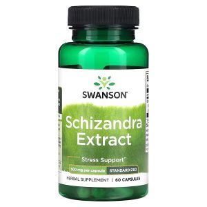 Лимонник, Schizandra Extract, Swanson, экстракт, 500 мг, 60 капсул