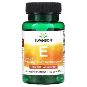 Витамин E, Vitamin E, Swanson, 180 мг (400 МЕ), 60 мягких таблеток