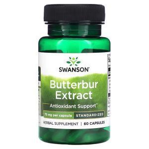 Белокопытник, Butterbur Extract, Swanson, экстракт, 75 мг, 60 капсул