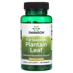 Листья подорожника полного спектра, Plantain Leaf, Swanson, 400 мг, 60 капсул
