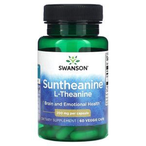 L-теанин, L-Theanine, Swanson, 200 мг, 60 растительных капсул 
