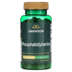 Фосфатидилсерин, Рhosphatidylserine, Swanson, формула без сои, 100 мг, 90 капсул
