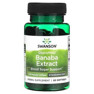 Банаба, Banaba Extract, Swanson, экстракт листьев, 1,33 мг, 60 капсул