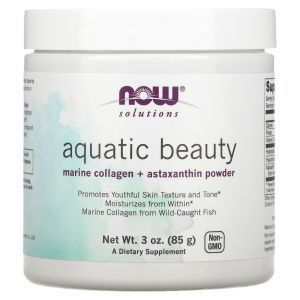 Морской коллаген + астаксантин, Aquatic Beauty, Now Foods, порошок для молодости кожи, 85 г