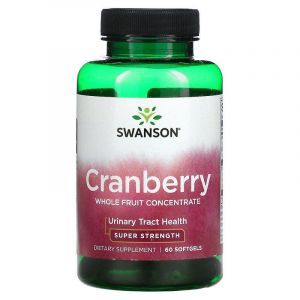 Клюква, Cranberry, Swanson, концентрат цельных фруктов, 60 гелевых капсул
