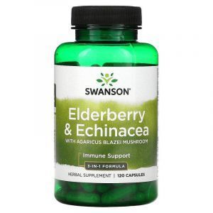 Бузина и эхинацея с грибом агарикус, Elderberry & Echinacea, Swanson, 120 капсул
