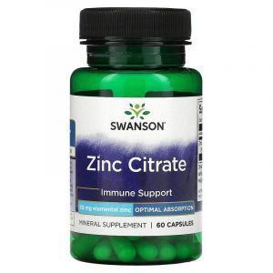 Цинк цитрат, Zinc Citrate, Swanson, 50 мг, 60 капсул
