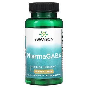 Гамма-аминомасляная кислота, PharmaGABA, Swanson, с экстрактом трав, 60 капсул