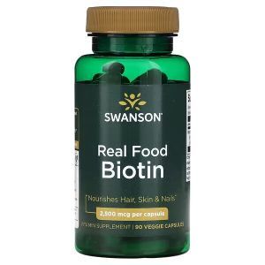 Биотин, Biotin, Swanson, натуральный пищевой, 2500 мкг, 90 растительных капсул