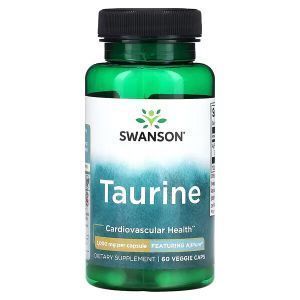 Таурин, Taurine, Swanson, 1000 мг, 60 растительных капсул