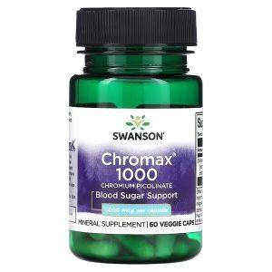 Пиколинат хрома, Chromax 1000, Swanson, 1000 мкг, 60 растительных капсул