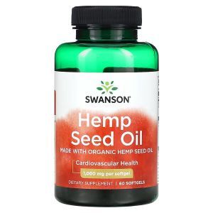 Конопляное масло, Hemp Seed Oil, Swanson, 1000 мг, 60 капсул