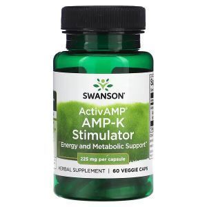 Энергетическая и метаболическая поддержка, ActivAMP AMP-K Stimulator, Swanson, 225 мг, 60 растительных капсул
