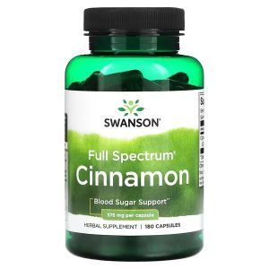 Корица, Cinnamon, Swanson, полного спектра, 375 мг, 180 капсул