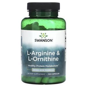  L-аргинин и L-орнитин, L-Arginine & L-Ornithine, Swanson, 100 капсул