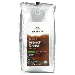 Кофе, Organic French Roast Coffee, Swanson, органический, цельнозерновой, темной обжарки, без кофеина, 454 г 