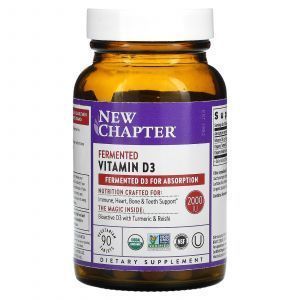 Витамин Д3, ферментированный, Fermented Vitamin D3, New Chapter, 2000 МЕ, 90 вегетарианских таблеток
