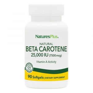 Бета-каротин натуральный, Natural Beta Carotene, Nature's Plus, 25000 МЕ (7500 мкг), 90 гелевых капсул
