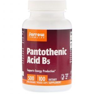 Пантотеновая кислота, Pantothenic Acid B5, Jarrow Formulas, 500 мг, 100 капс. (Default)