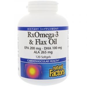 Льняное масло, RxOmega-3 & Flax Oil, Natural Factors, 120 гелевых капсул (Default)