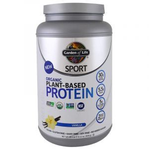 Растительный белок, Plant-Based Protein, Garden of Life, Sport, органик, для веганов, ваниль, 806 г