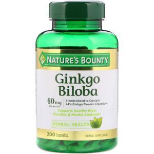 Гинкго Билоба, Ginkgo Biloba, Nature's Bounty, 60 мг, 200 капсул (Default)