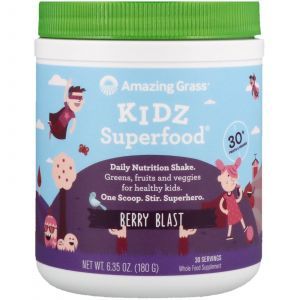 Суперфуд, со вкусом диких ягод, для детей, Kidz Superfood, Amazing Grass, 180 г.